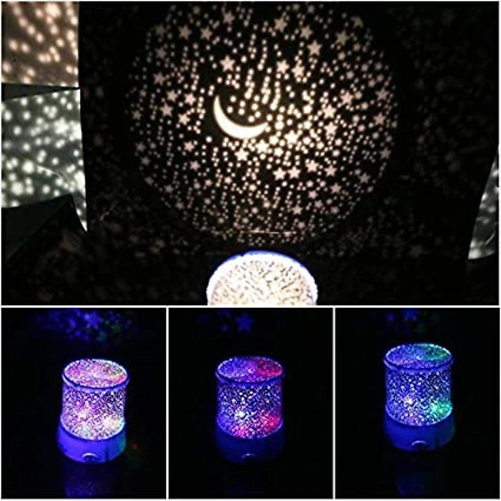 Luminária Abajur Projetor de Teto e Parede Infantil Estrelas Preto Yeet