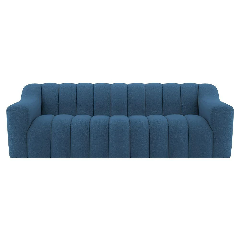 Miniatura Sofá 2 Lugares Luxo Recepção Escritorio Sala Elegance 180cm Linho Cor Azul Royal