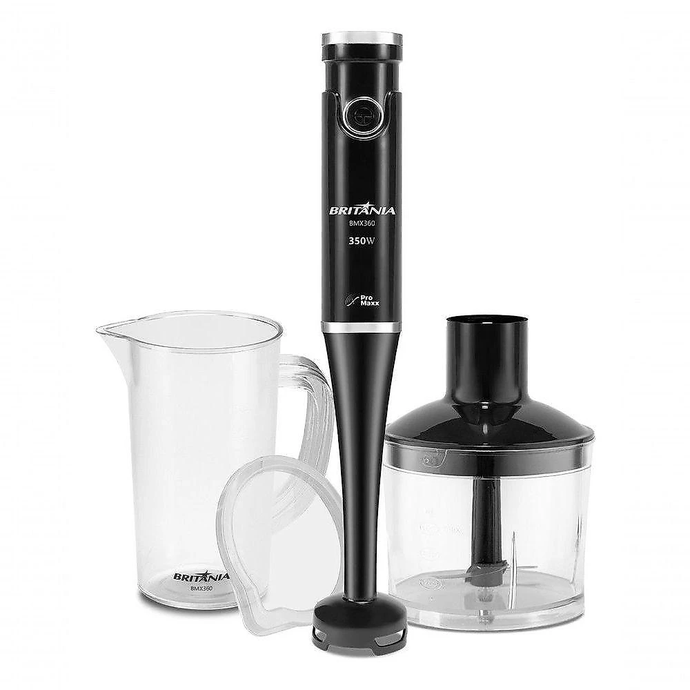 Mixer com Processador BMX360 2 em 1 350W com Lâminas em Aço Inox Preto 110V