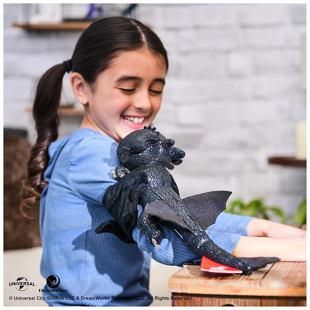 Pelúcia Dreamworks Dragões Como Treinar o Seu Dragão, Toothless Abraço e Planador, Brinquedo de Pelúcia de 30 cm, Presente para Crianças a partir de 4