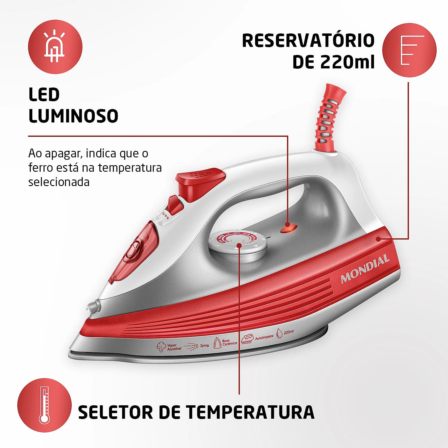 Ferro a Vapor Mondial FVN-01-O FERRO A VAPOR FVN-01-O 127V/60Hz