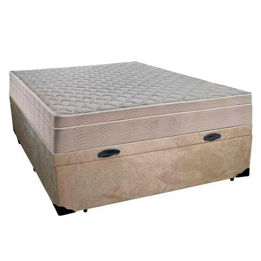 Cama Box Baú Casal Suede + Colchão Sereneprime Molas Ensacadas 138x188x69 Bege