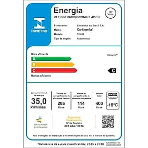 Geladeira Continental TC45S Frost Free Duplex 400L Inox Look Econômica Espaçosa Controle Eletrônico 110V