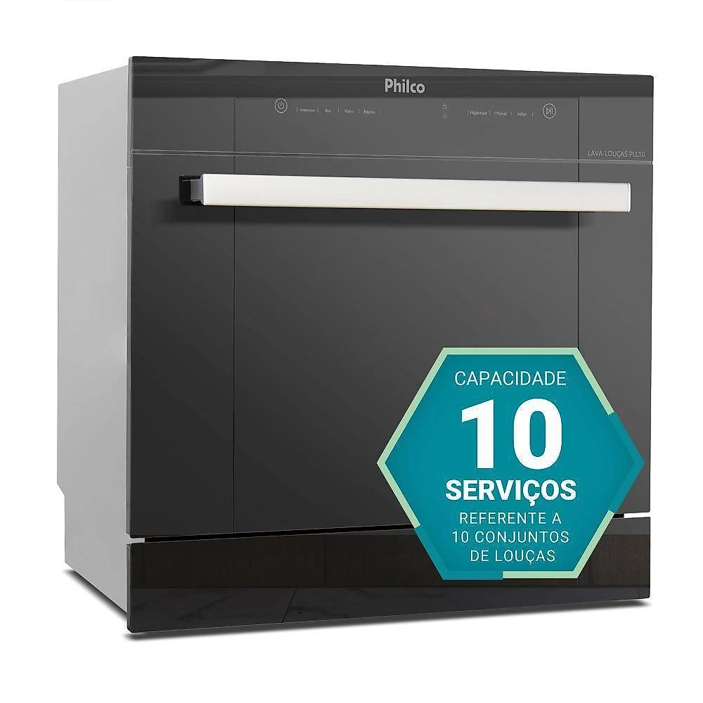 Lava louça philco 10 serviços preto espelhado 127v pll10