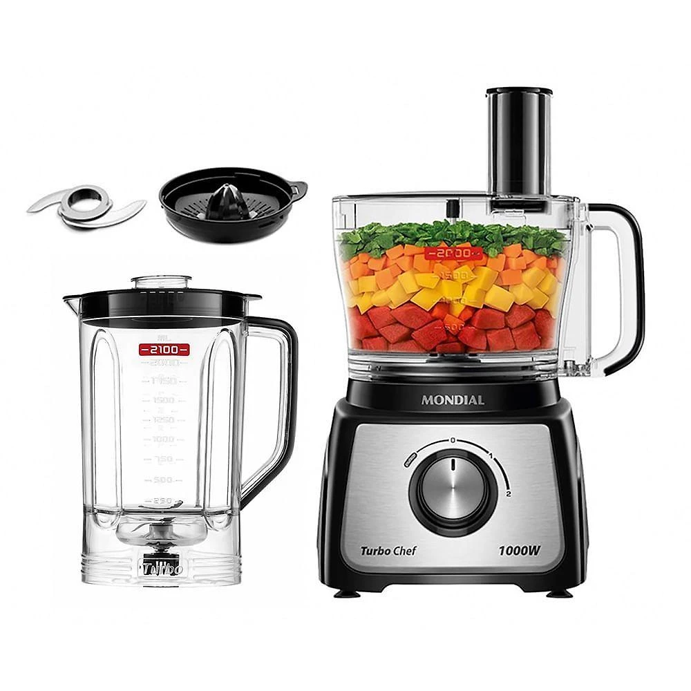 Multiprocessador Mondial Turbo Chef 3 em 1 MPN-02-BE 1000W Preto 110V