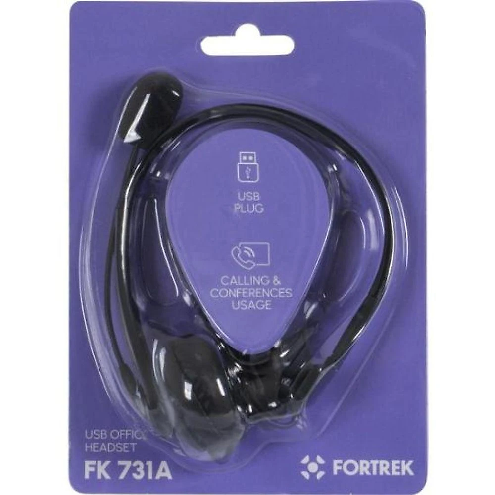 Headset FK 731A com Conexão USB e Haste Flexível Preto Fortrek