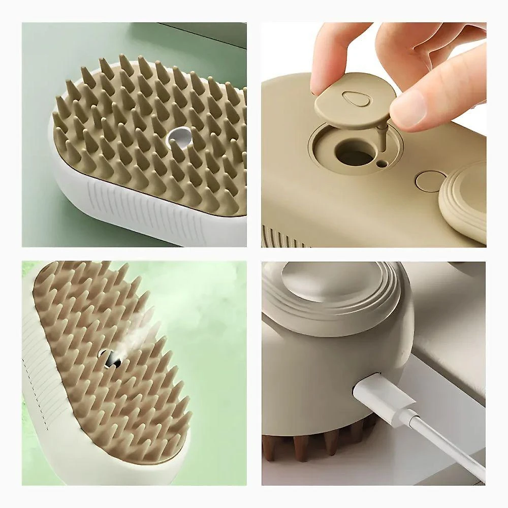 Escova a Vapor para Pets Utimix 3 em 1 Cães e Gatos Massageadora ABS Recarregável
