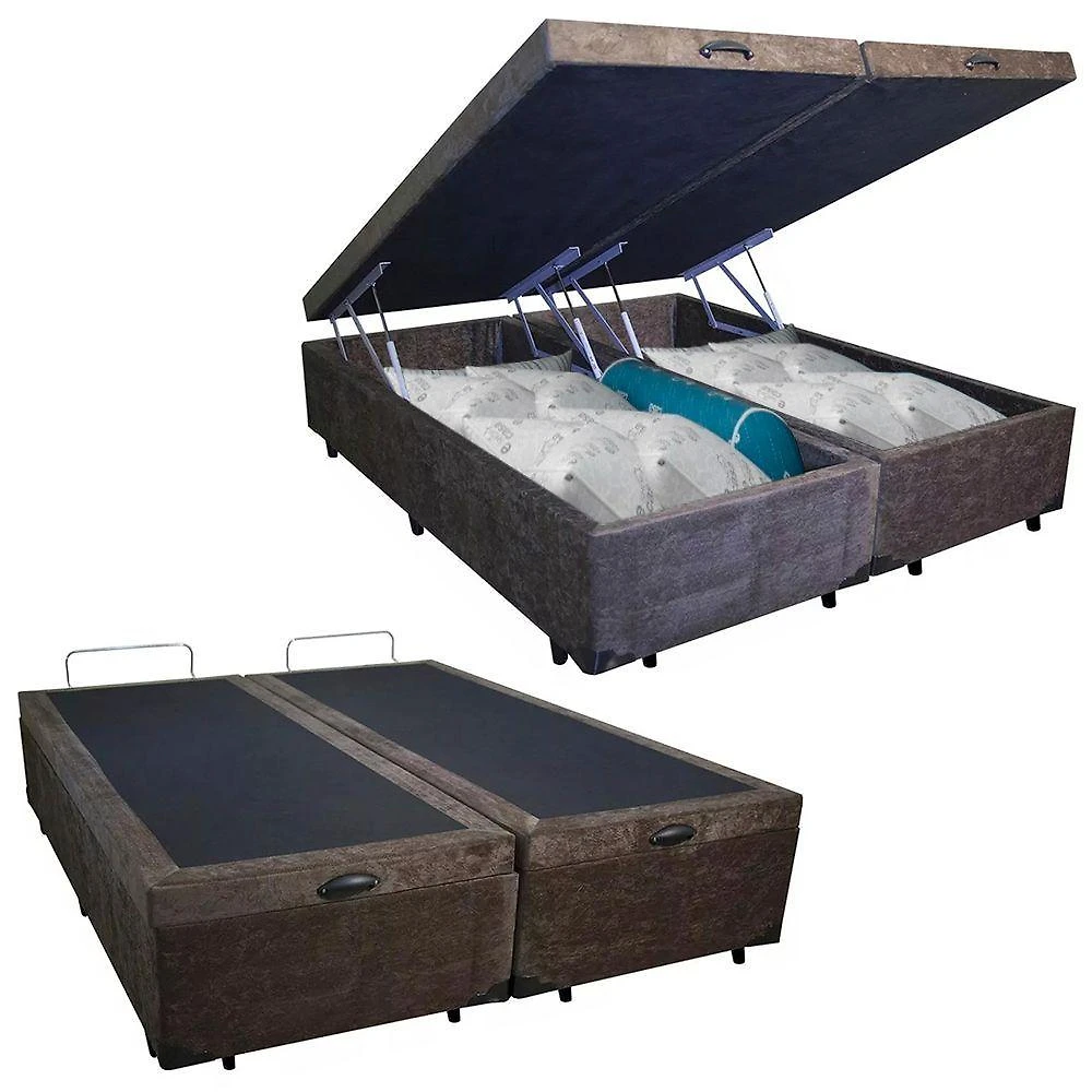 Cama Box Baú Queen Bipartido Suede Sereneprime Marrom 158x198x44