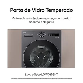 Lava e Seca LG WD18GNTS6 18kg/10kg AI DD Wi-Fi TurboWash 360° Vapor Black Inox 110V