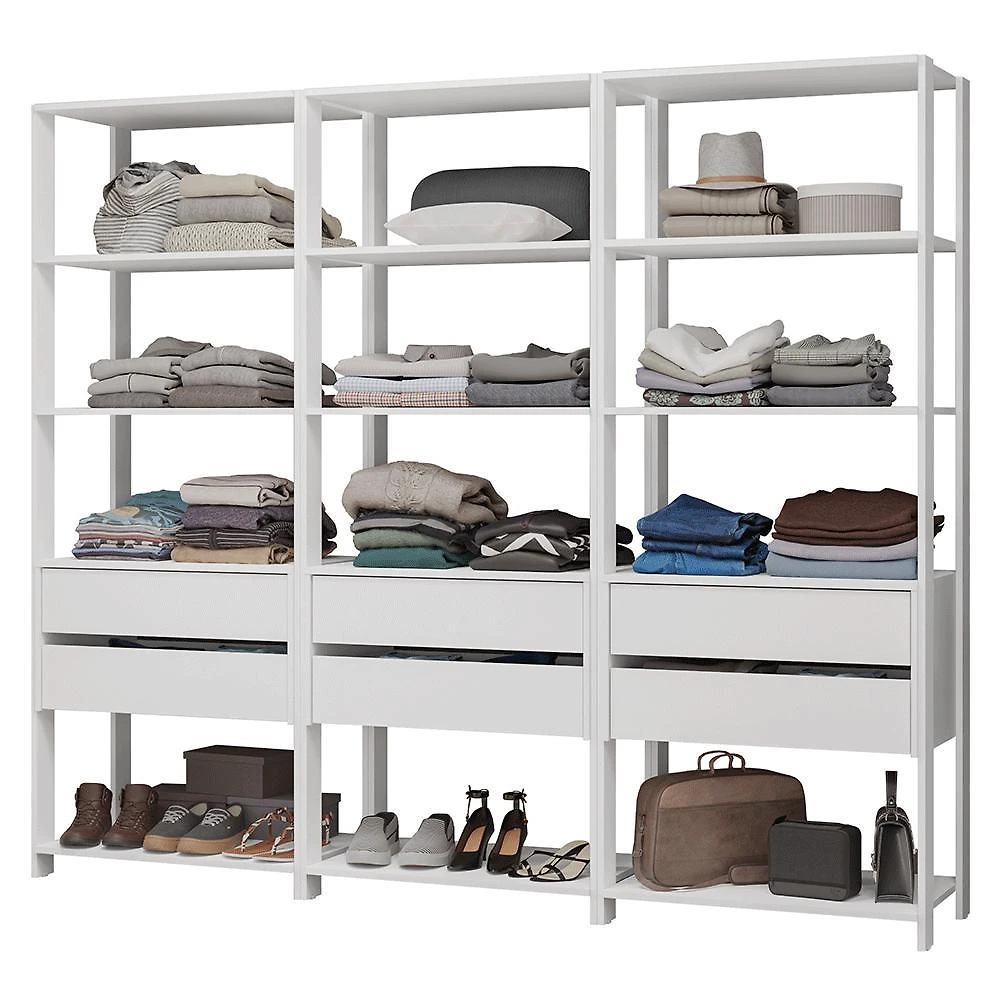 Guarda-roupa closet modulado 6 gavetas 210 cm valencia madesa