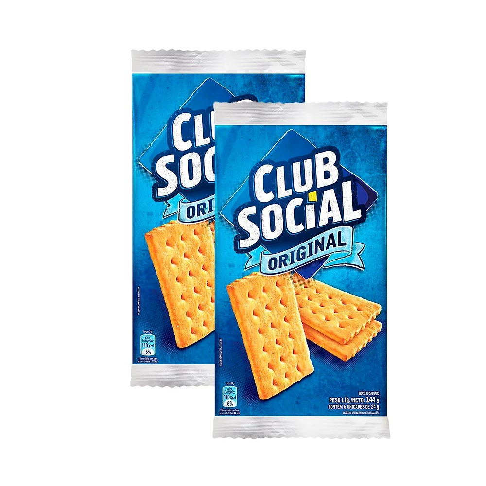 Kit com 2 Biscoito Club Social Original com 6 Unidades de 24g cada