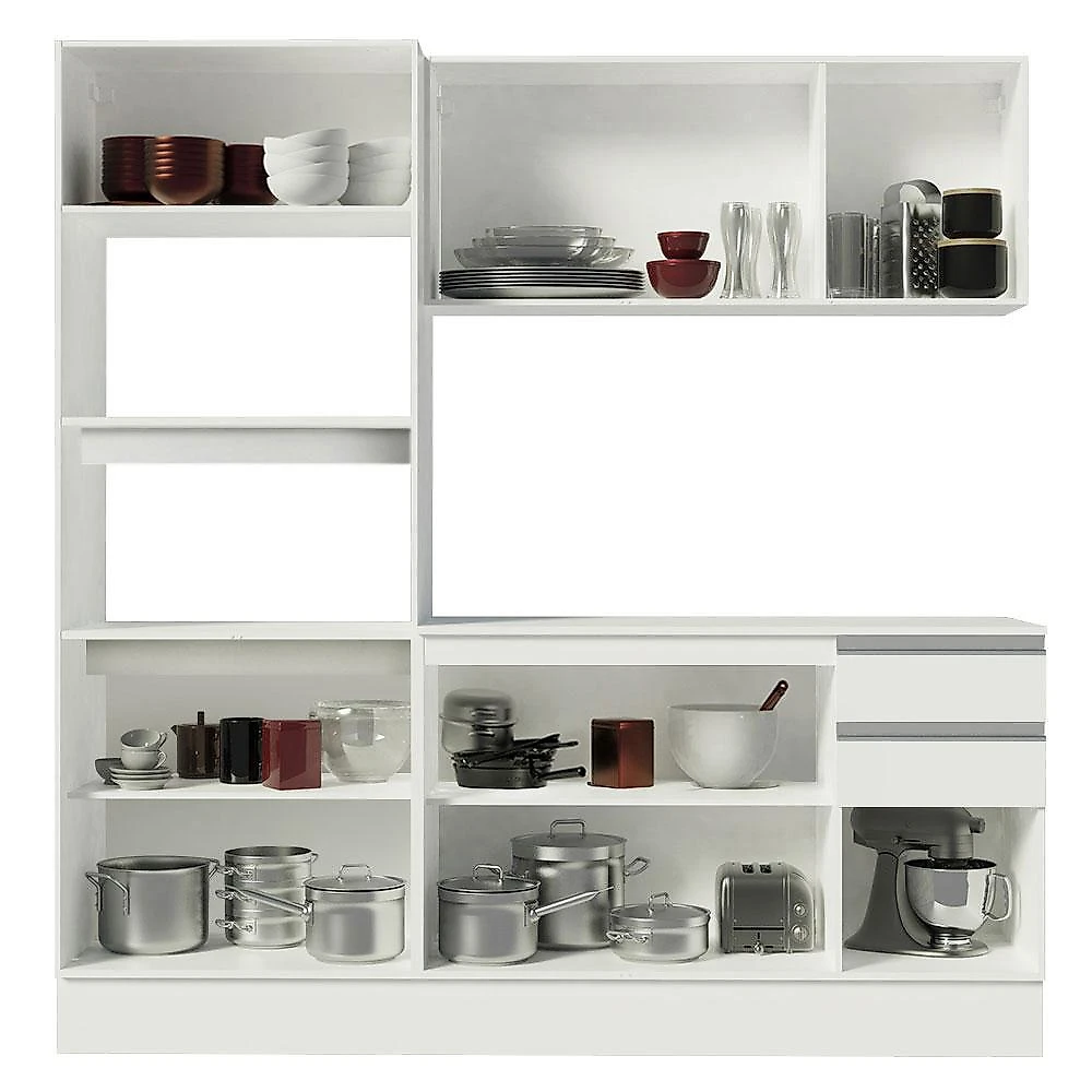 Miniatura Armário de Cozinha Compacta 100% MDF 190 cm Smart Madesa 01 Branco