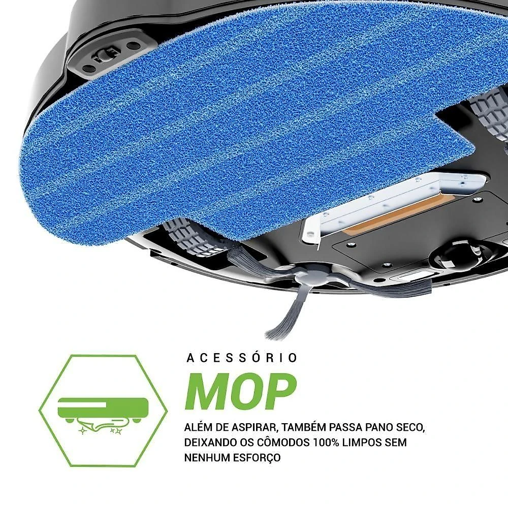 Robô Aspirador de Pó Philco PAS26P 610ML 200ML 3 em 1 com Função MOP e Filtro HEPA Preto Bivolt