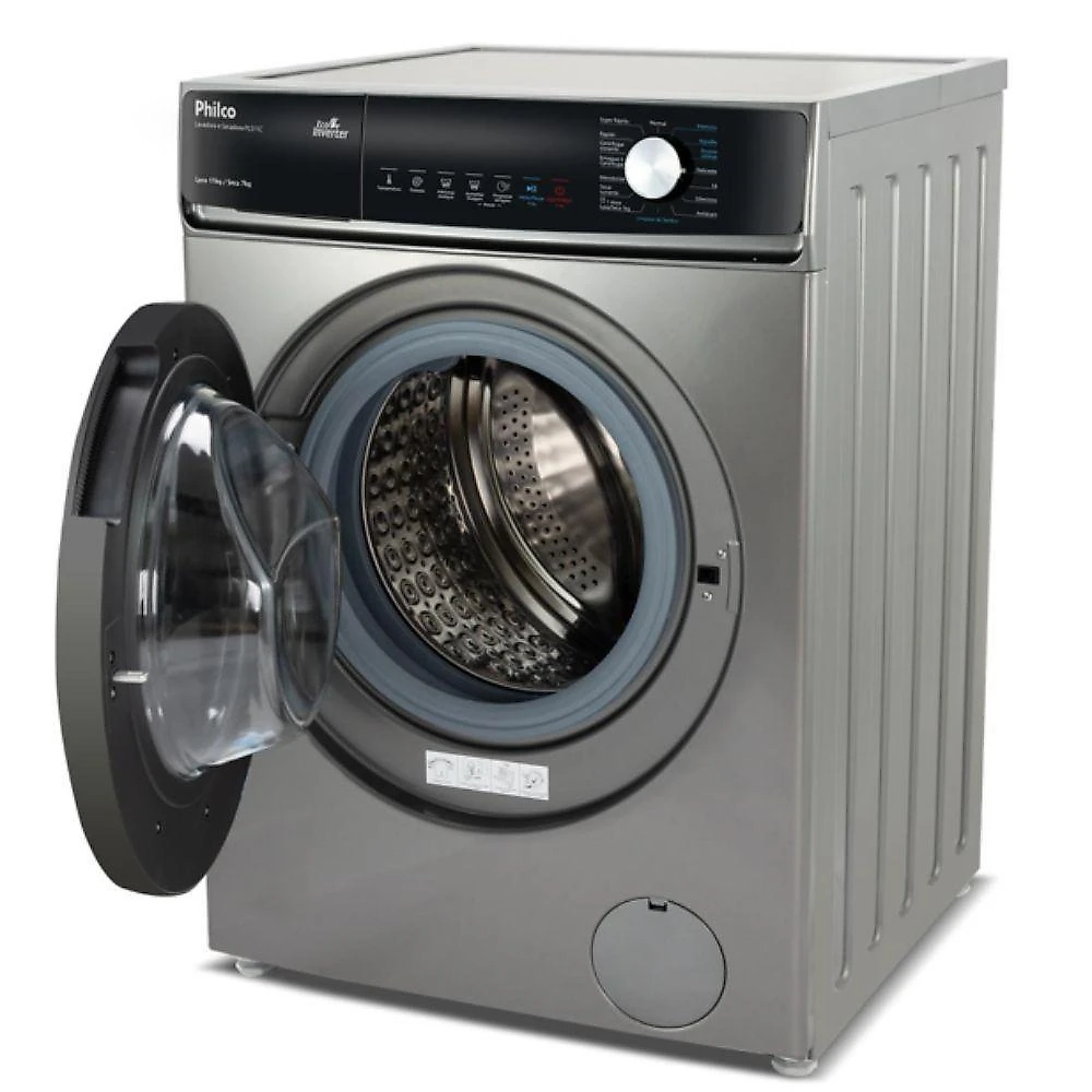 Lava e Seca Philco 16 Programas Eco Inverter 11kg Titânio PLS11C 110V