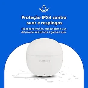Fone de Ouvido Philips TAT1139WT/00 Bluetooth TWS IPX4 26h de Bateria Branco