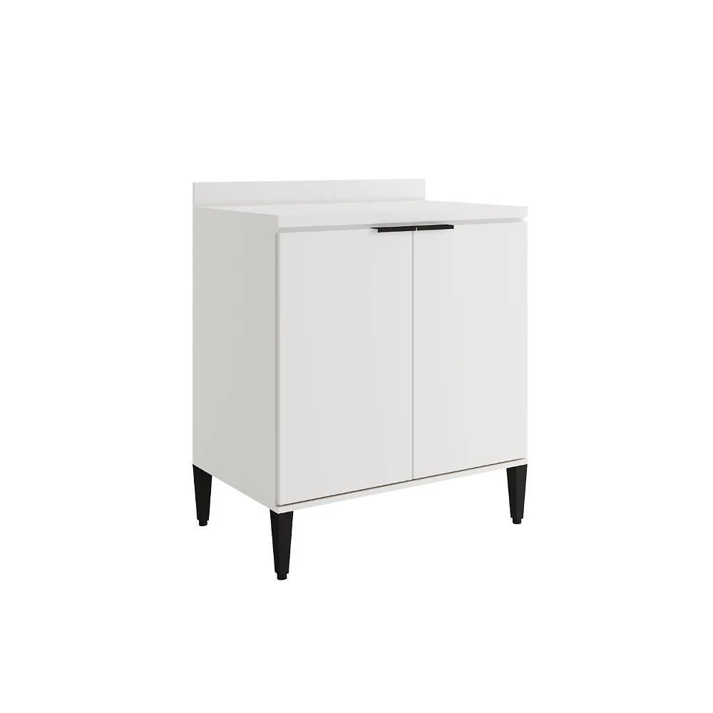 Balcão De Cozinha Miami 800mm 2 Portas Com Tampo Carraro Branco