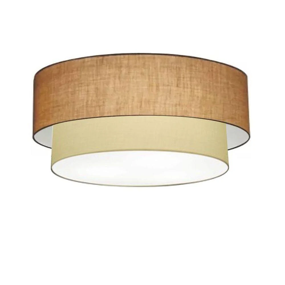 Plafon Duplo Cilíndrico Vivare Md-3065 Cúpula Em Tecido 80x70cm - Bivolt Palha-bege 127/220v