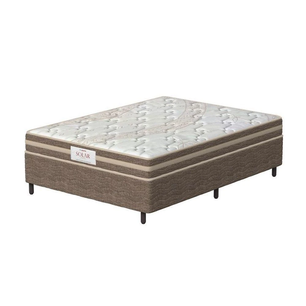 Conjunto Box Viúva Mola Ensacada Prodormir Solar Bambu Bege