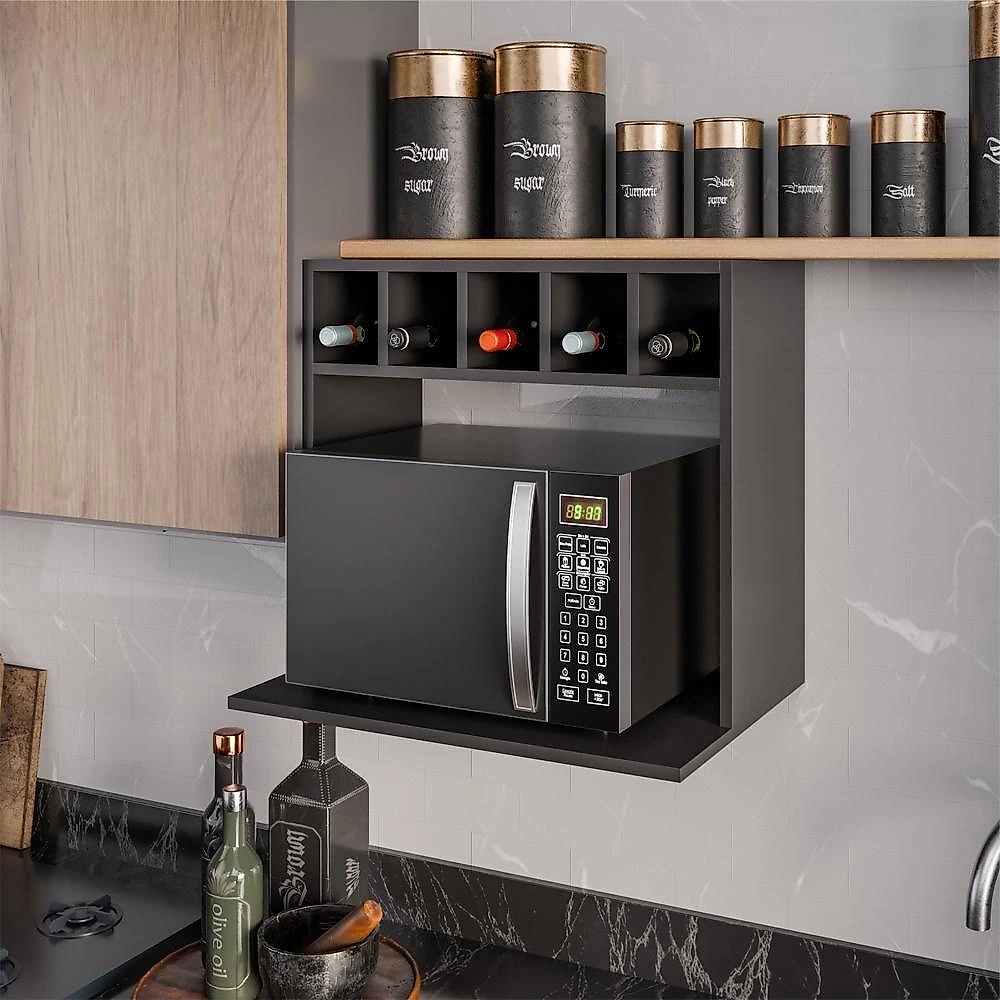 Suporte Microondas Nicho Garrafeiro Lisa Bp 60 Cm Eratto Moveis - Preto