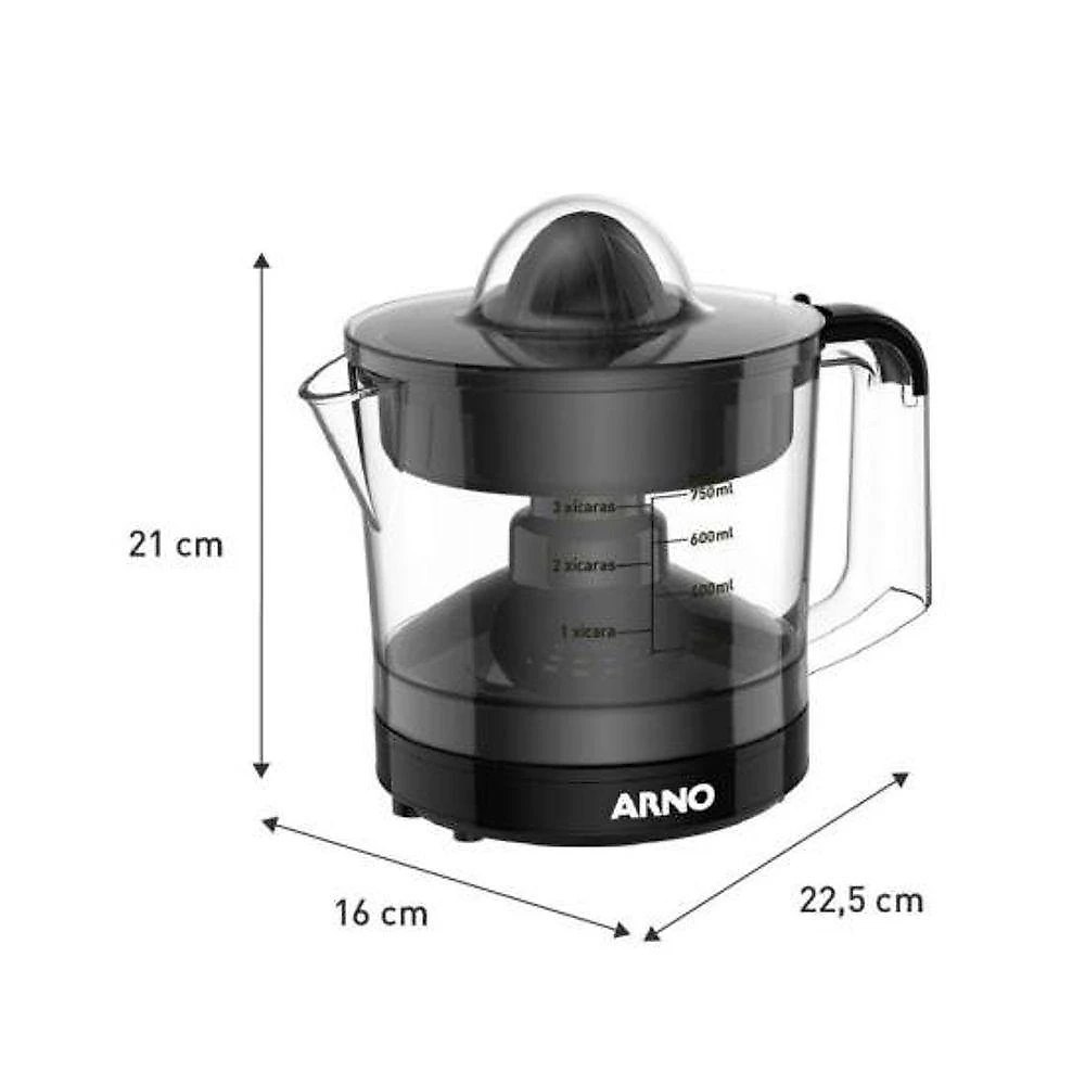 Espremedor de Frutas Elétrico Suco Express 40W Jarra 0,75L com Filtro Regulável Preto Arno