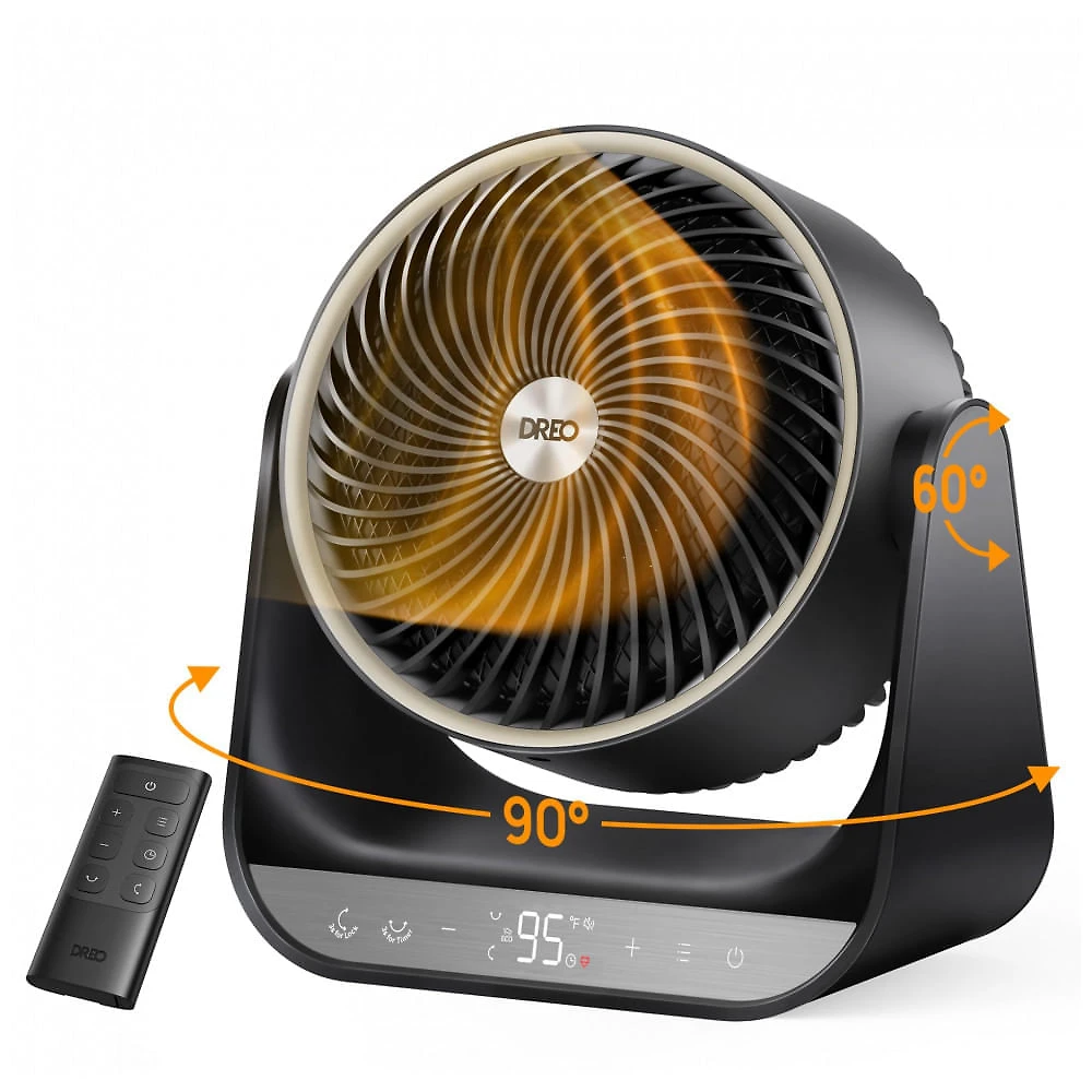 Aquecedor de Ambiente DREO Preto Oscilação 3D 60° Vertical 90° Horizontal PTC 1500W Modelo DR-HSH034 120V