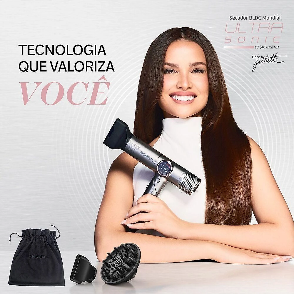 Secador de Cabelos Ultra Sonic By Juliette SCP-JU-04-US 1600W Tecnologia Iônica 5 Temperaturas Cinza