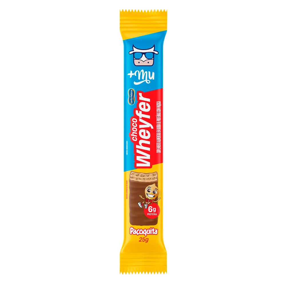 Barra de Proteína Choco Wheyfer Mais Mu Sabor Paçoquita Santa Helena com 6g de Proteína 25g