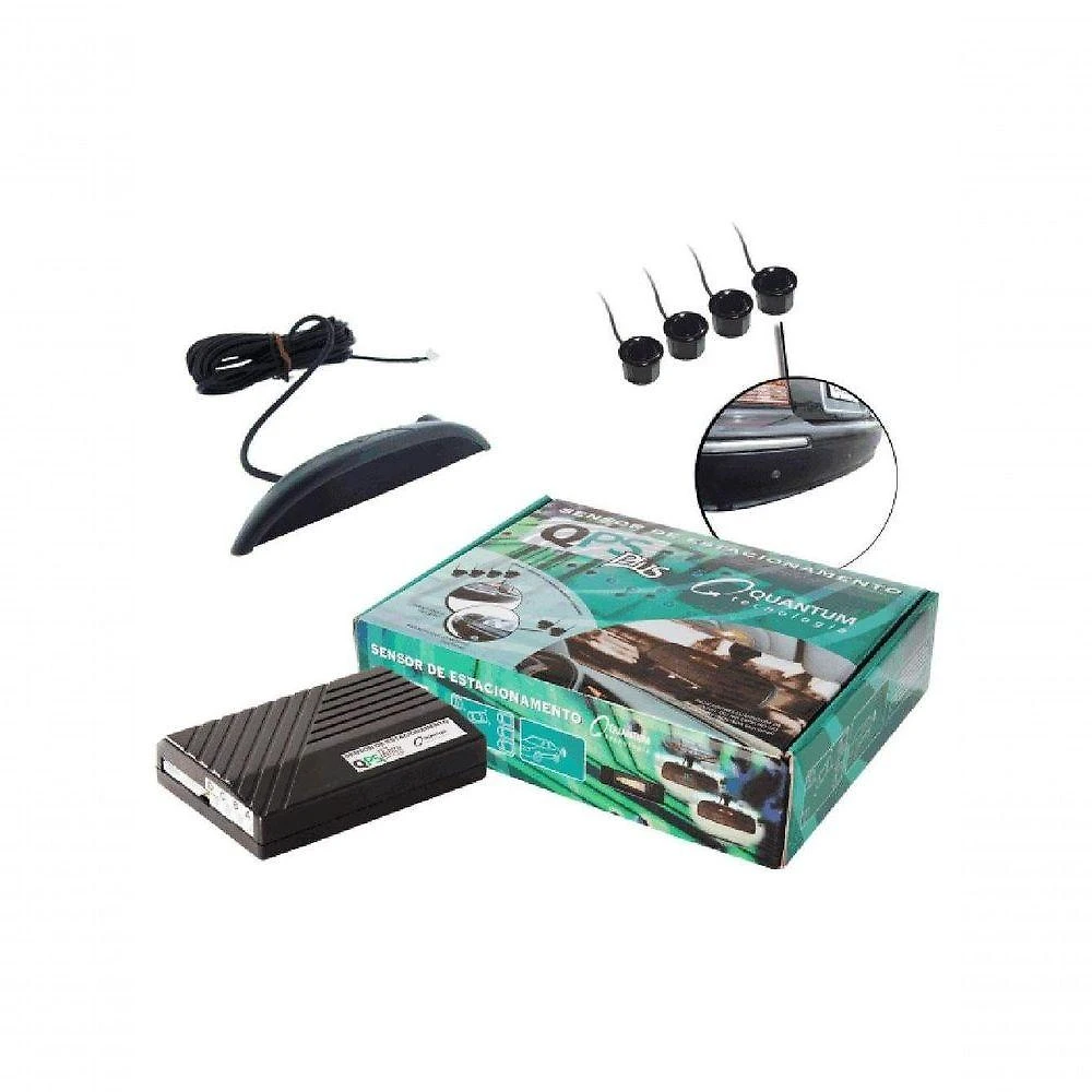 Sensor de Estacionamento Traseiro Qps Plus 4004 com 4 Sensores e Display Visual Meia Lua Quantum