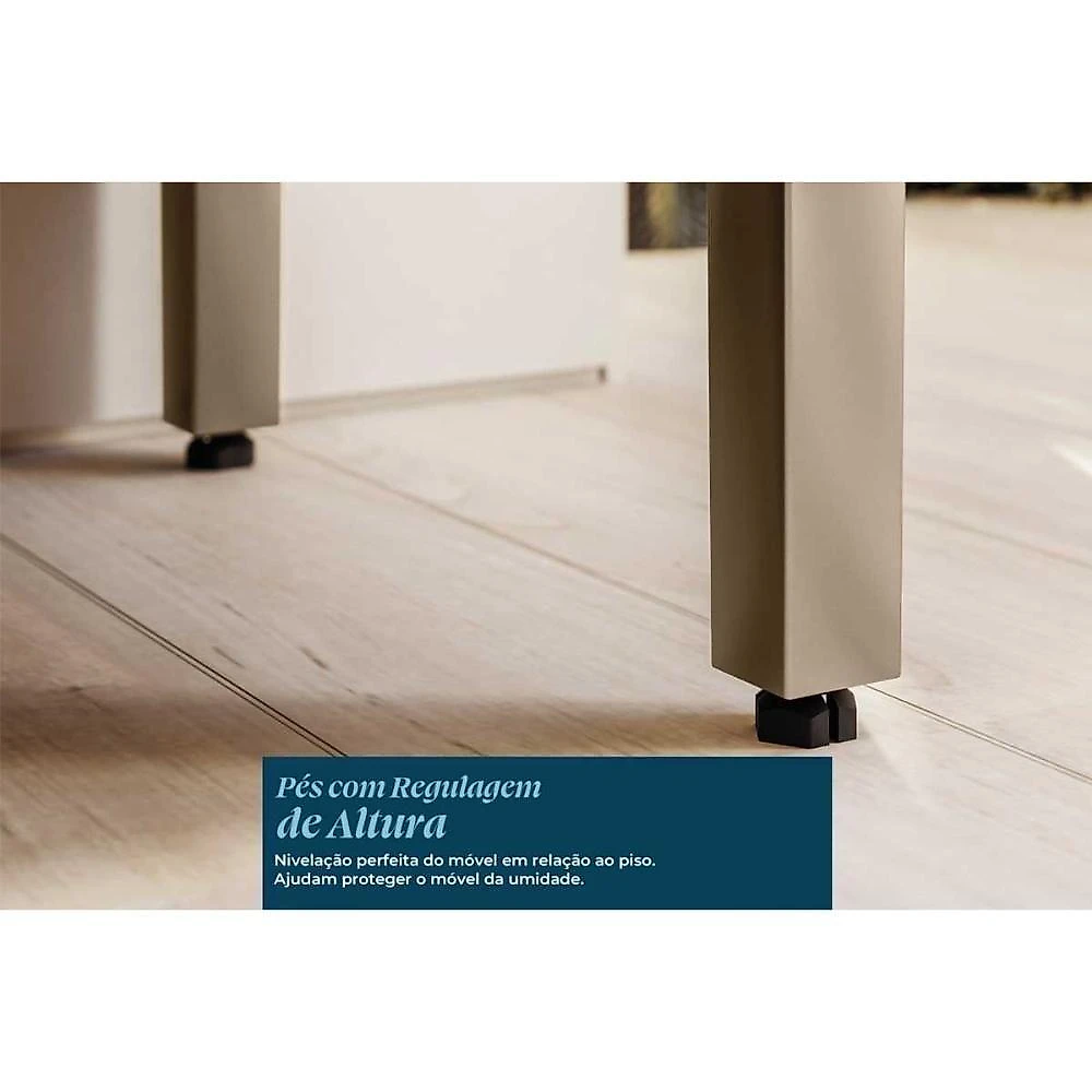 Cozinha Completa Proença 6 Peças 3 Portas 7 Gavetas MDF 119,5CM Nogueira Touch e Nude Prime