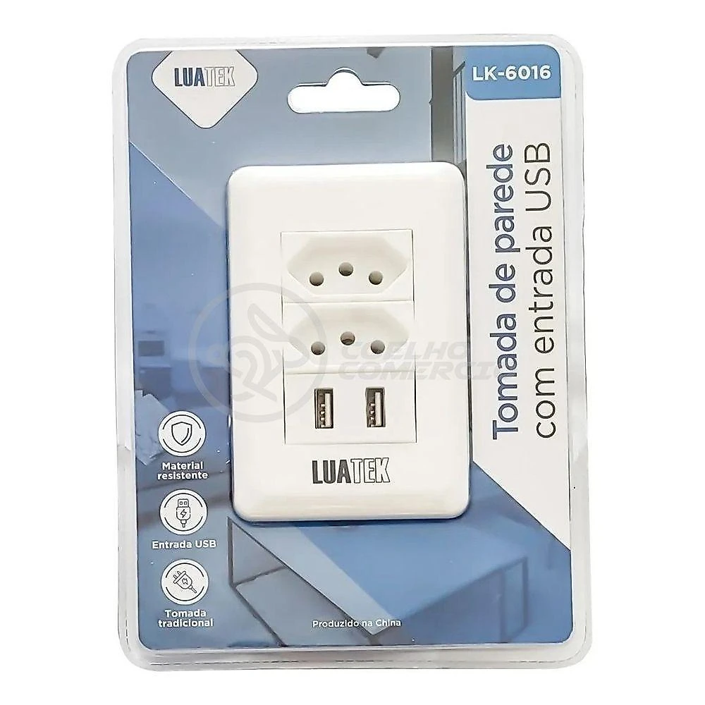 Tomada de Parede com USB Modelo Luxo Dupla 10A Bivolt Branco Smart Bracelet webcontinental-9009288747226