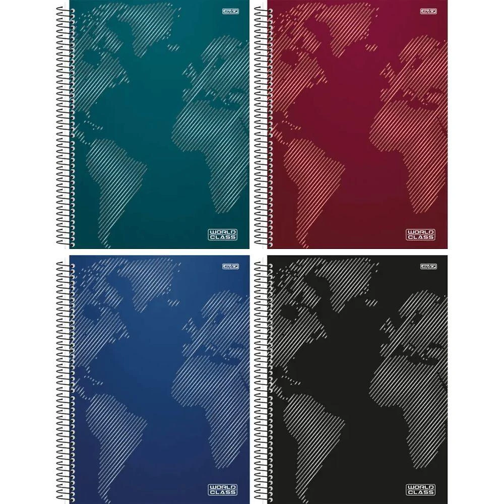 Caderno Espiral Capa Dura 1 Matéria São Domingos World Class 233058 80 Folhas Colorido