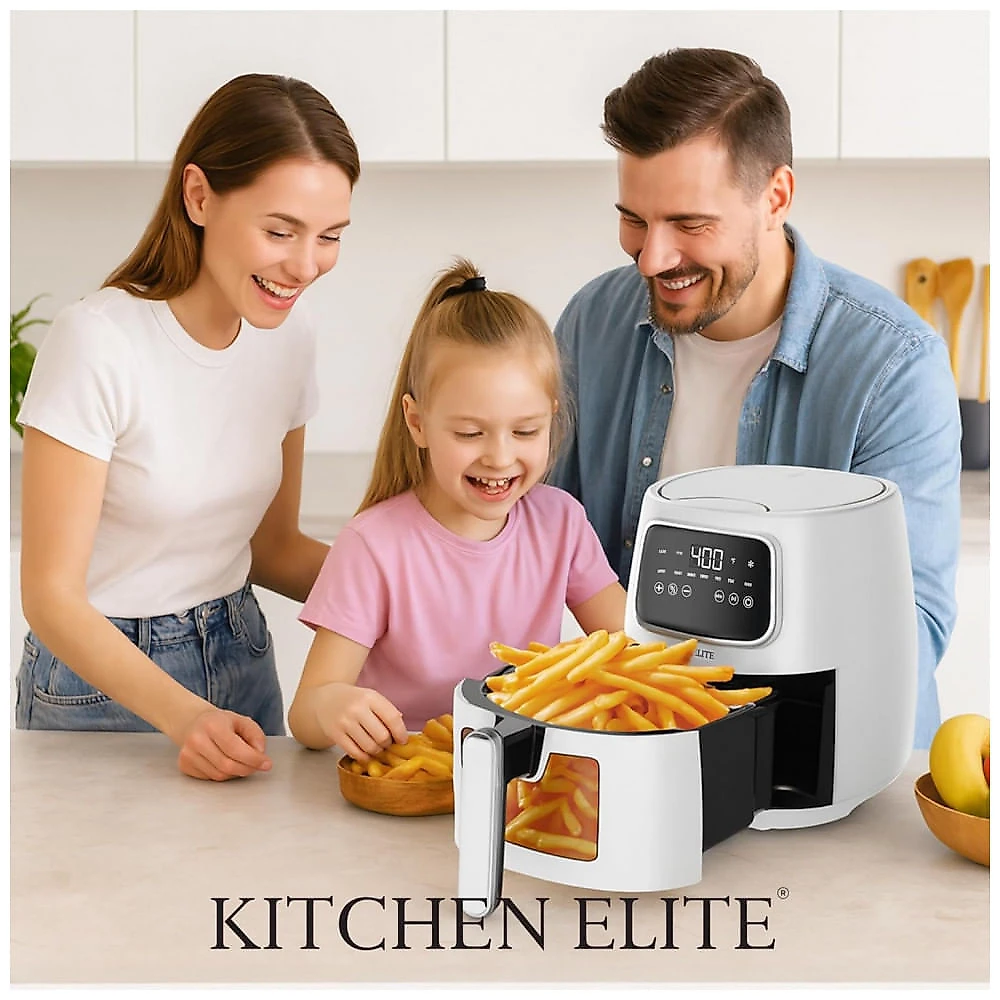 Fritadeira Elétrica Air Fryer Kitchen Elite branca 5,5L Digital 7 em 1 1500W 110V