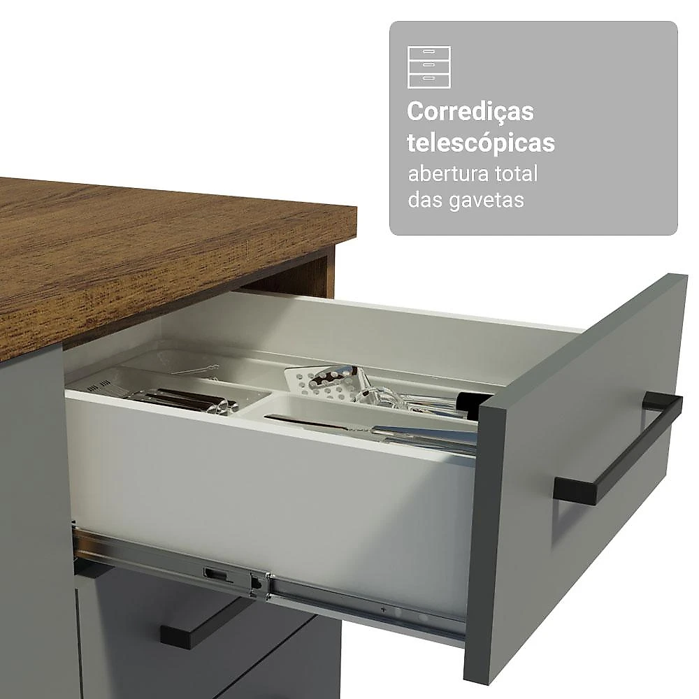 Armário de Cozinha Completa 270 cm Rustic/Cinza Agata Madesa 12