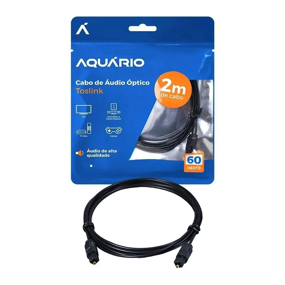 Cabo áudio óptico Aquário 2m Toslink