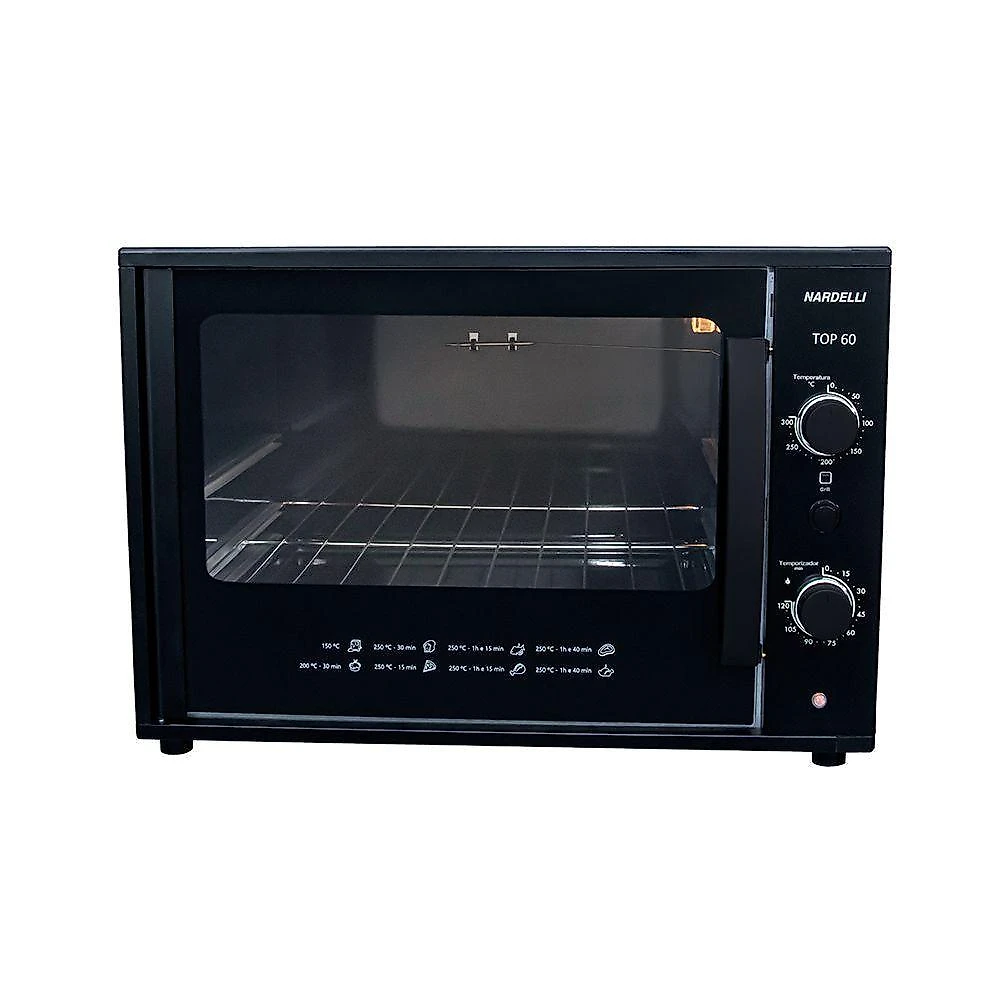 Forno elétrico de bancada nardelli top 60 black 60 litros preto 127v 110v