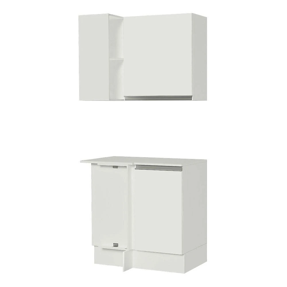 Kit Armário de Cozinha de Canto 100% MDF 2 Portas e Nicho Branco Smart Madesa Branco