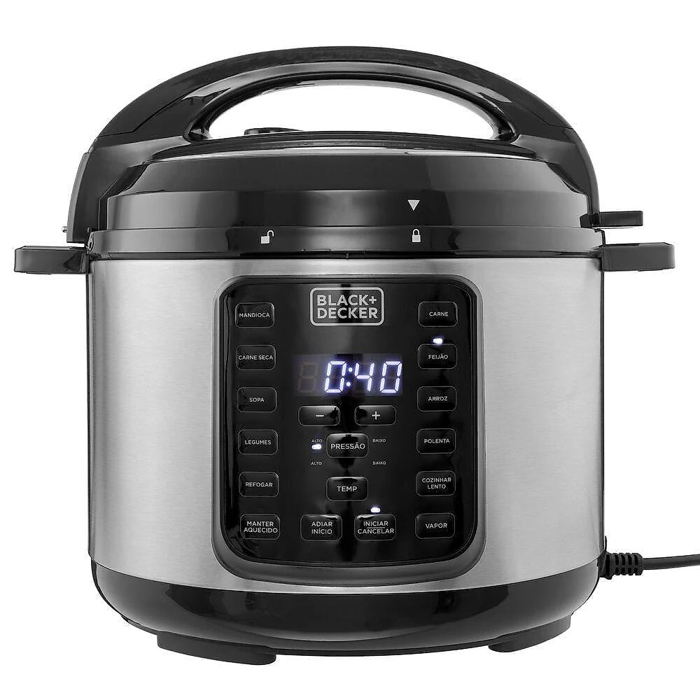 Panela de pressão elétrica black+decker pp900g gourmand gris 5l 900w inox 110