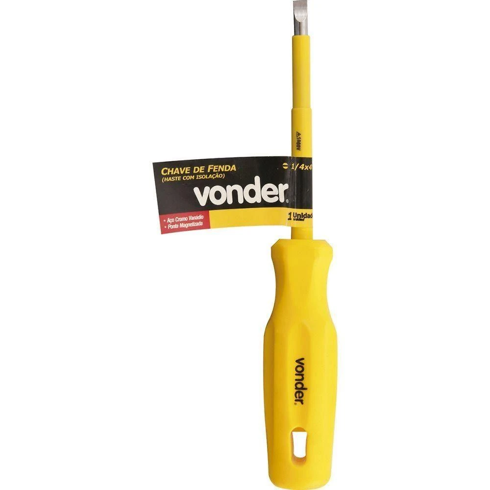 Chave Fenda 1-4x5 Cromo Vanádio Haste Isolada 1000v Vonder
