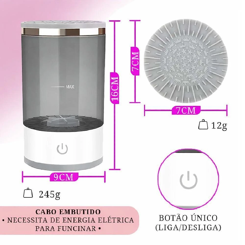 Máquina Limpadora de Pincéis Elétrica 3 em 1 Lava Seca e Armazena Usb Recarregável Bivolt Yeet
