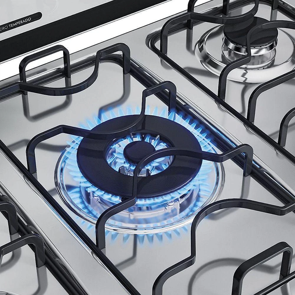 Fogão 5 Bocas Com Mesa Inox Dako Magister Preto Bivolt