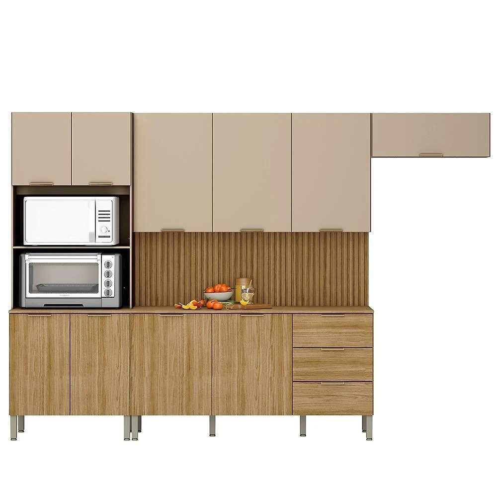 Cozinha Balcao Tampo Glam Freijo Vanilla Cp Ripado Freijo Ktp