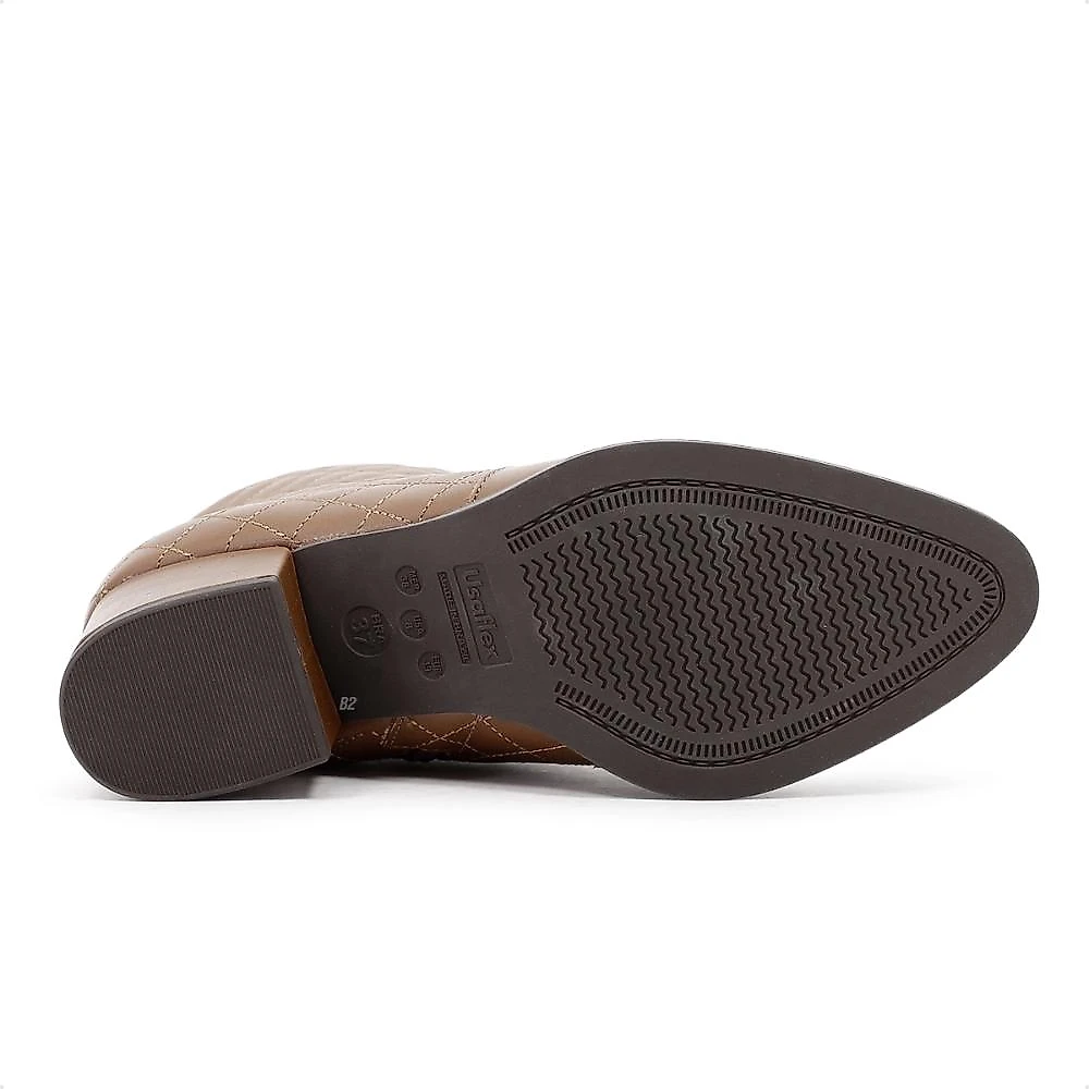Bota Usaflex Matelassê Zíper Feminina Marrom - 33