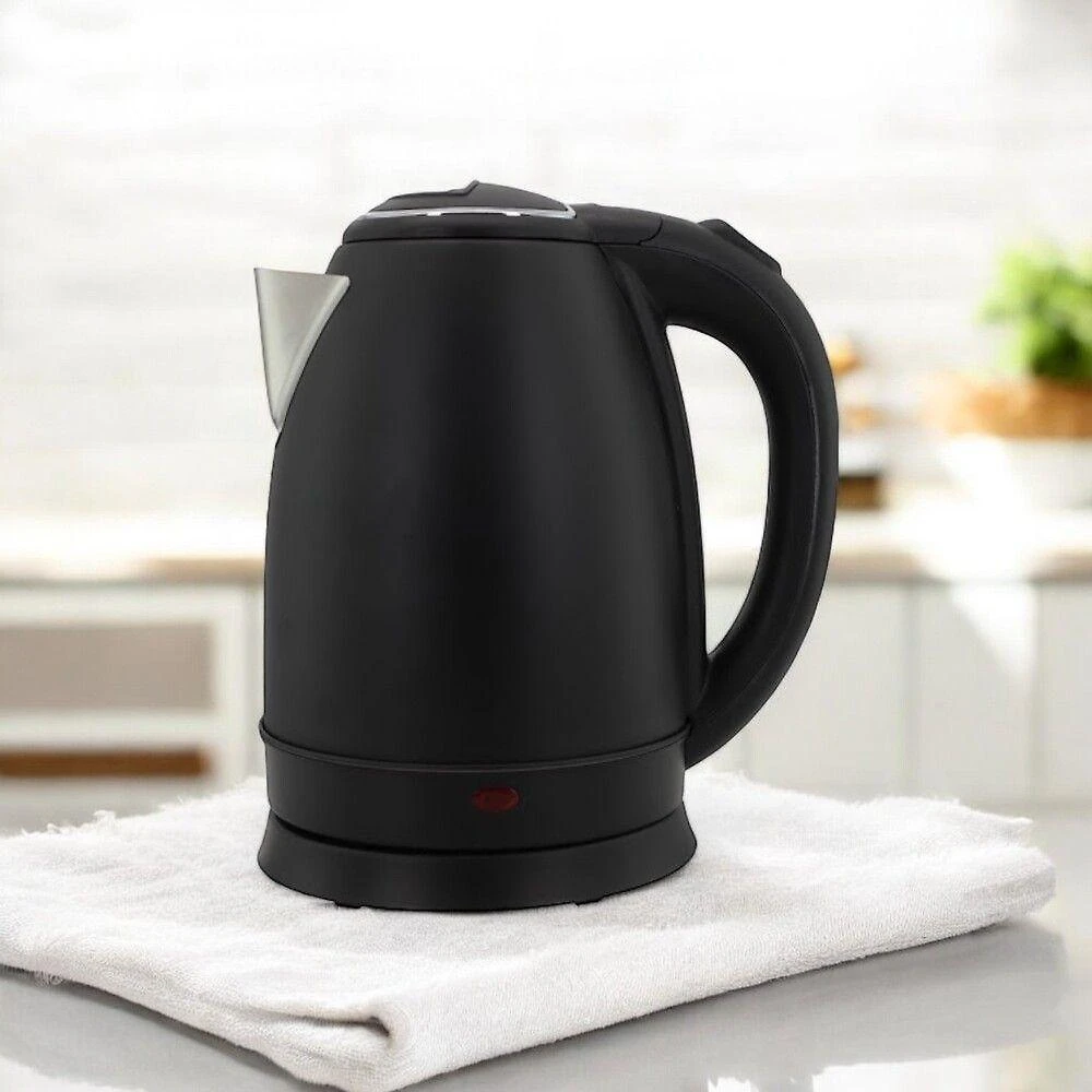 Chaleira Elétrica 1,8L Em Inox Preta 220V 1500w Rápida Fervura