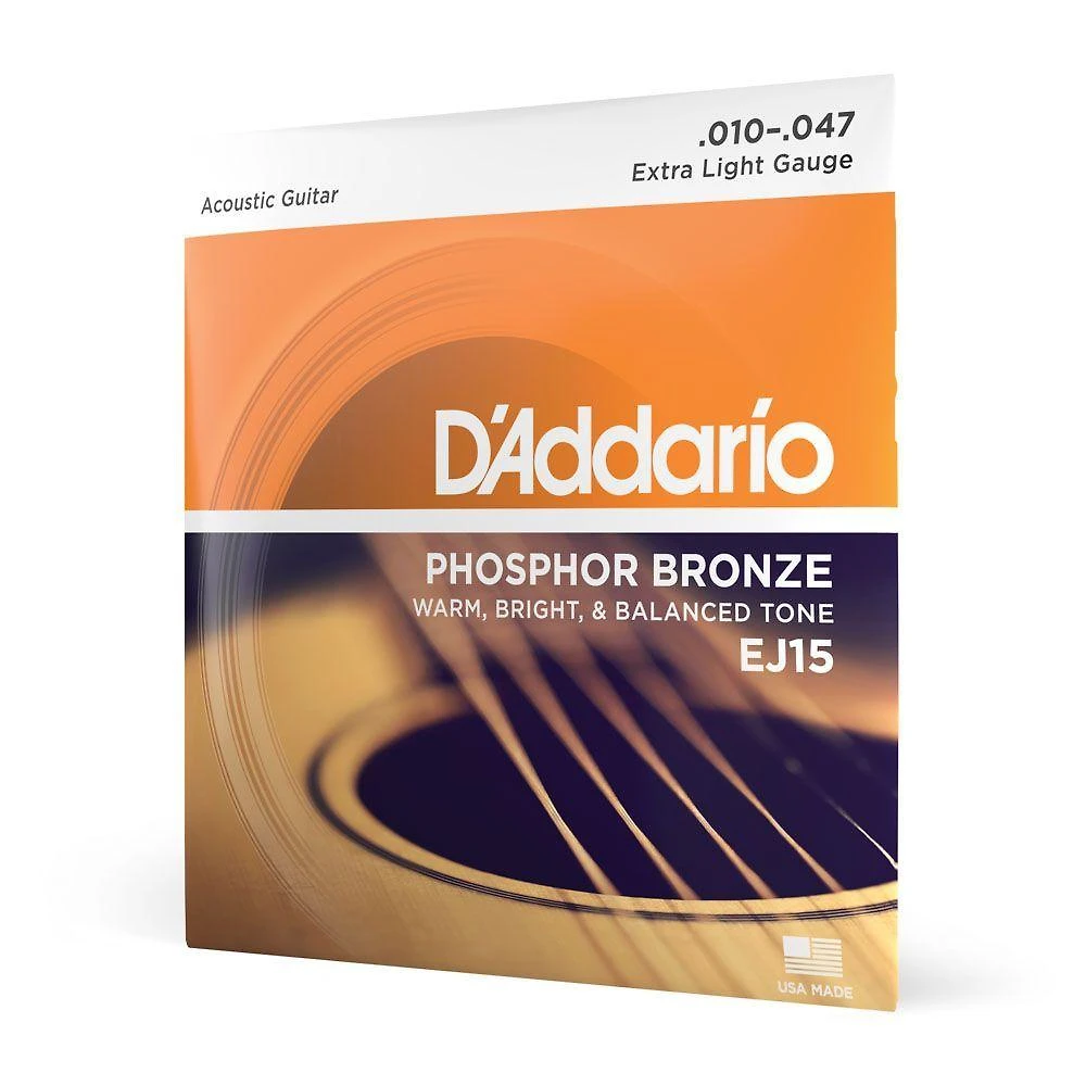 Encordoamento Violão Aço EJ15 Phosphor Bronze Extra Leve D'Addario
