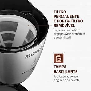 Cafeteira Elétrica Mondial Dolce Arome Thermo Inox C-34 15 Xícaras – Preta e Inox 110V