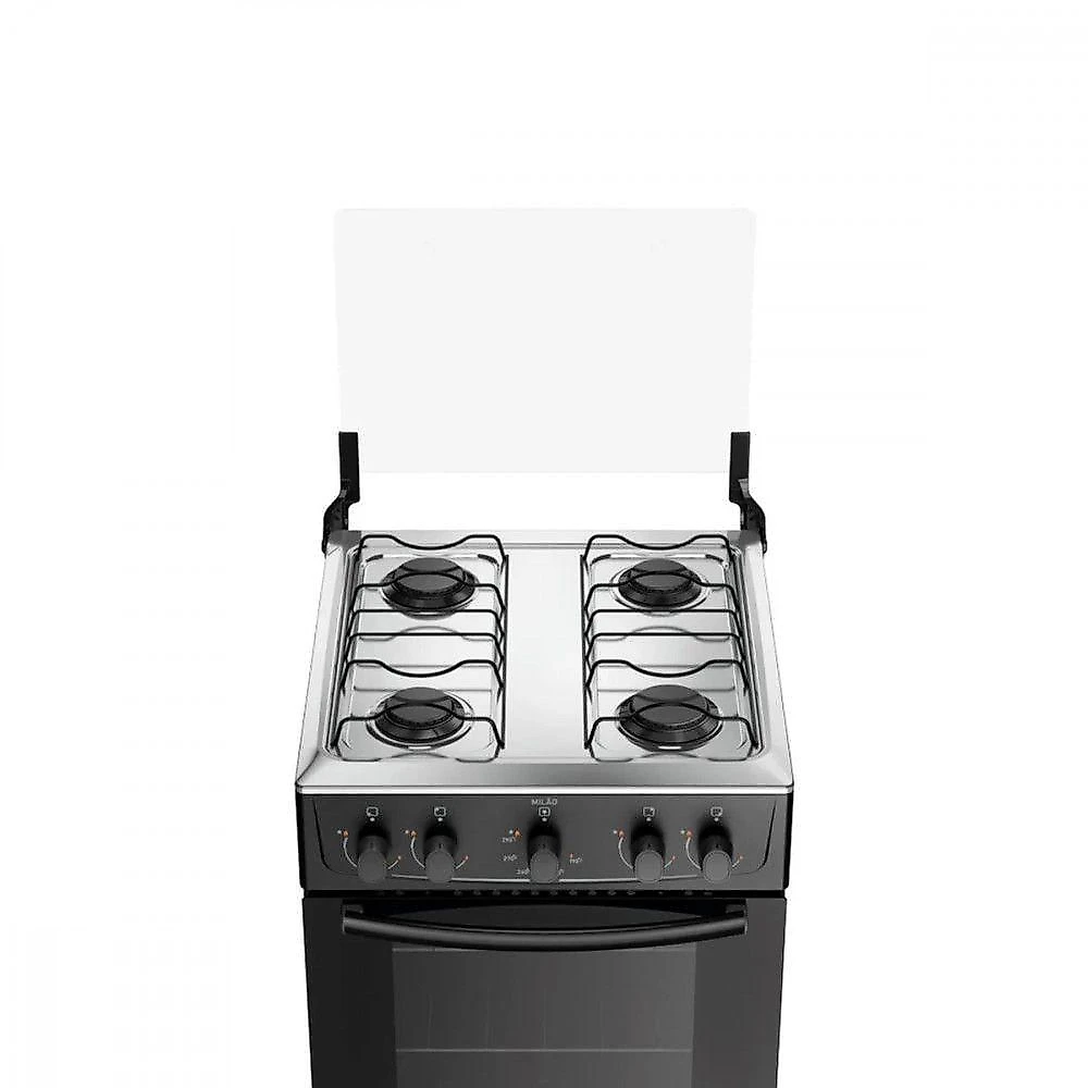 Fogão de Piso 4 Bocas a Gás Atlas Milão Mesa Inox Acendimento Manual Preto