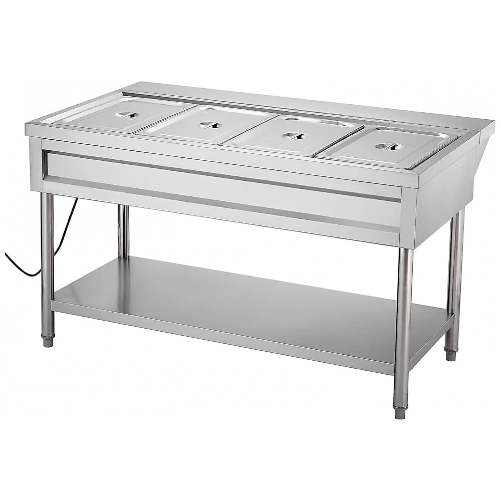 Aquecedor de Alimentos a Vapor VEVOR 4 Cubas Inox Buffet Temperatura Independente 1800W 110V