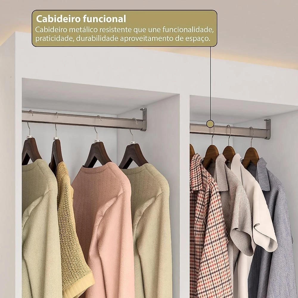 Guarda-Roupa 2 Módulos Roupeiro Closet Sapateira sem Porta Versatille Yescasa Branco