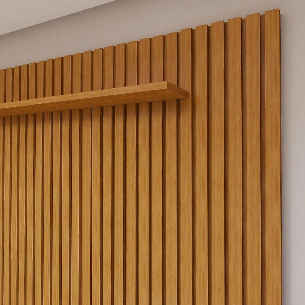 Rack com Painel para TV até 75 Polegadas Ripado 100% MDF sem Led 220cm Paris Arezzo Conjunto Rack Arezzo 220cm com Painel Ripado para Tv de até 75 Polegadas Paris Naturalle