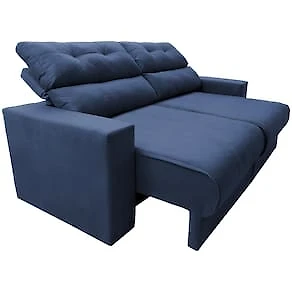 Miniatura Sofá 3 lugares Cama inBox Clean com Assento Retrátil, Encosto Reclinável em Tecido Velusoft e 170cm de Largura Azul